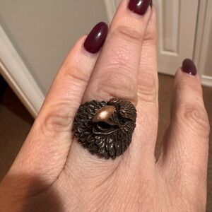 Antique Bronze Eagle Head Ring